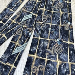 Ermenegildo Zegna 100% Silk‎ Tie Made in Italy Blue Beige Abtract Watercolor